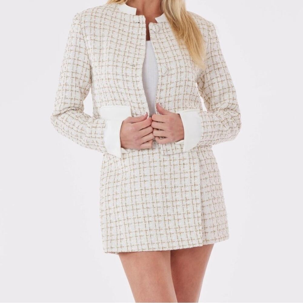 NWT Dolce Cabo White Tweed Knit Mini Skort Size XL